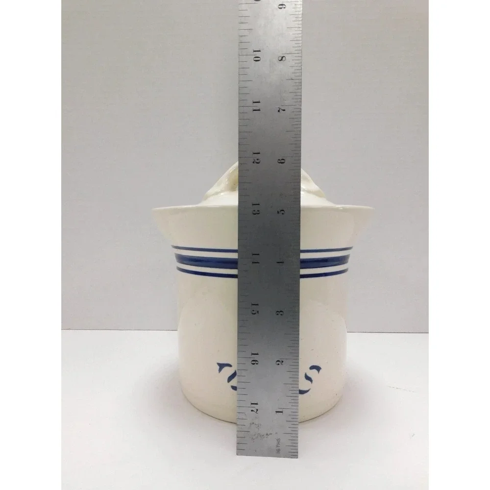 Heritage Mint Ltd Stoneware Butter Crock Pineapple Navy Blue Cream DW702